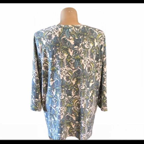 Emaline Woman 3X NWT Top Green, Blue & White - Picture 2 of 5